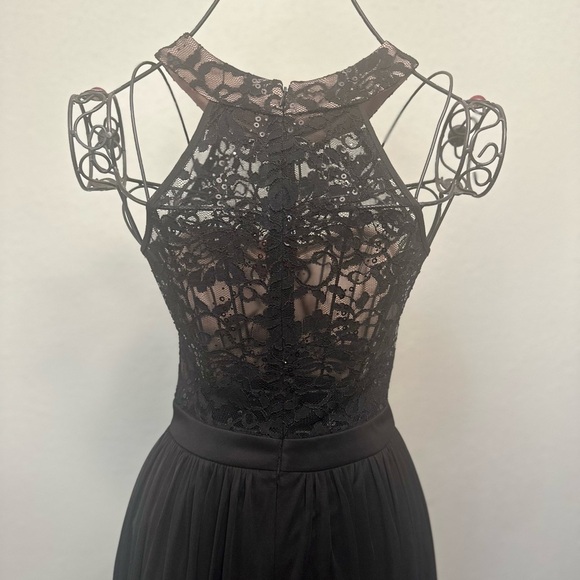 Morgan & Co Black Pleated Halter Gown - Picture 8 of 13